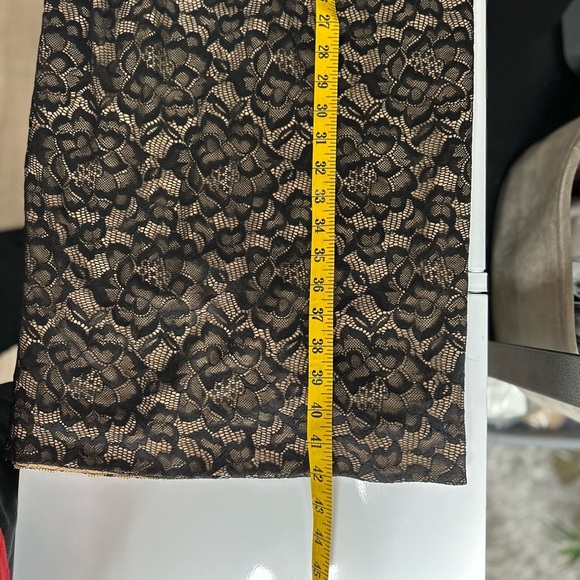 NEW Dress The Population Jaleah Cap Sleeve Faux Wrap Lace Dress in Black Nude S - Picture 10 of 12